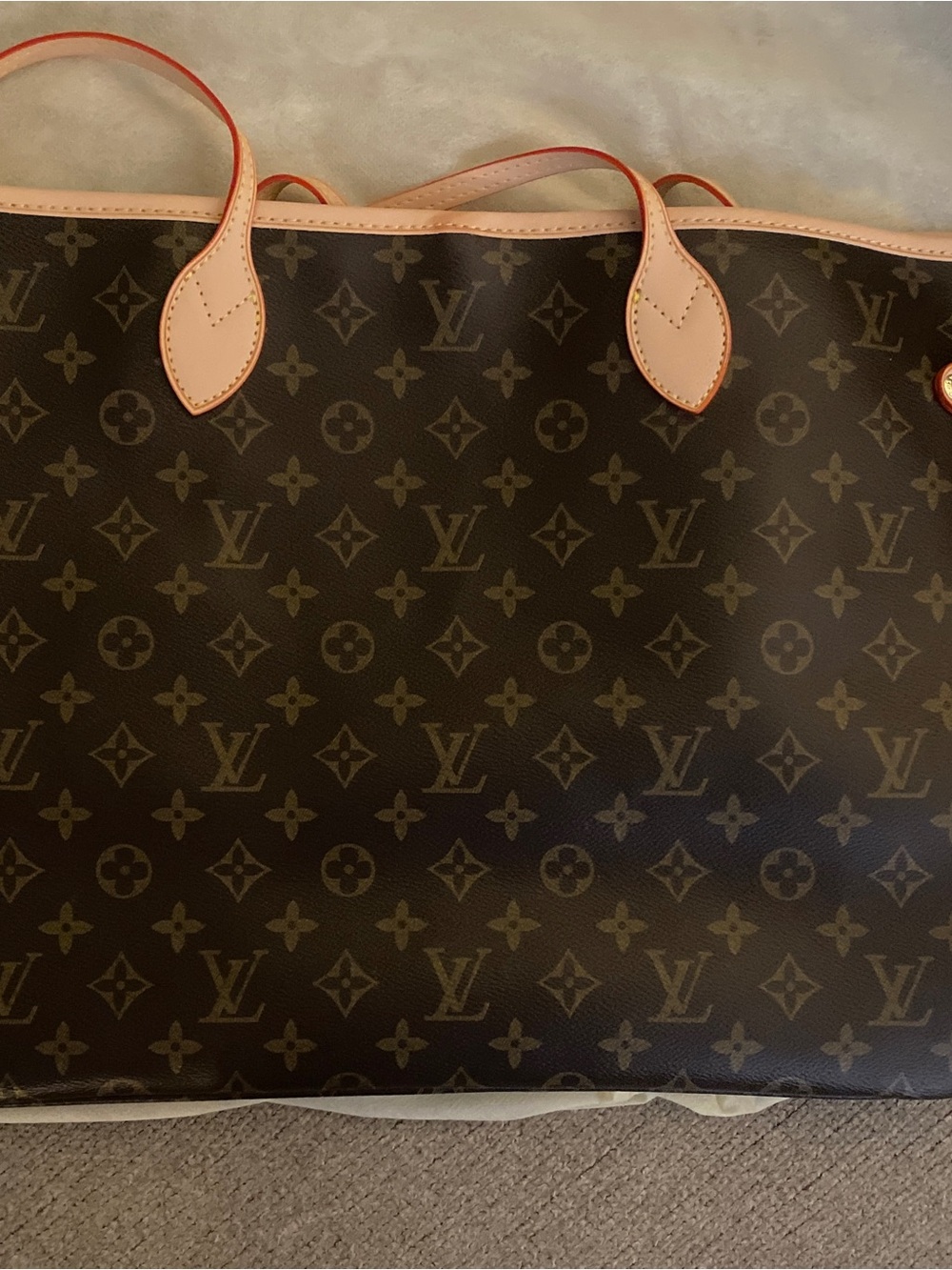 Large Monogram Canvas Tote in Brown/Beige in - Picture 2 of 9